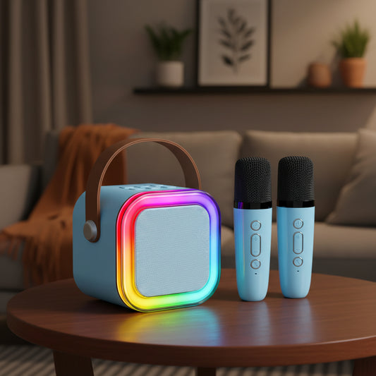 Hot K12 Bluetooth Speaker Portable Home Cute Karaoke Mini Wireless Audio with 1/2 Microphone K Song Family Singing Machine