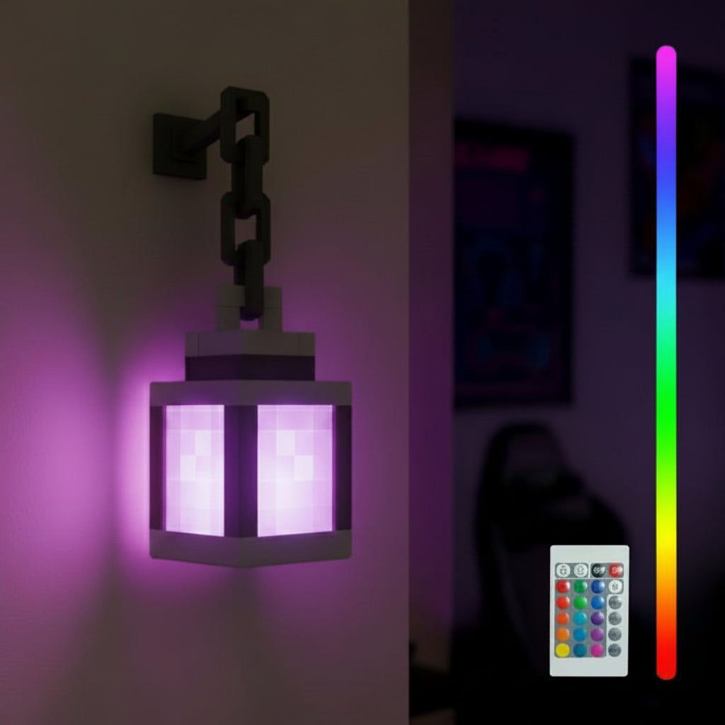 3-In-1 RGB Pixel Lantern - 16 Colors Remote Control Night Light | 3D Printed PLA Handmade Soul Lantern, USB-C Rechargeable Party/Game Room/Bedroom Decor, Creative Birthday & Halloween Gift for Boys & Girls