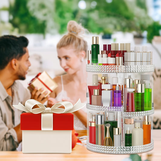 Makeup Organizer 360-Degree Rotating, Adjustable Makeup Storage, 7 Layers Large Capacity Cosmetic Storage Unit, Fits Different Types of Cosmetics and Accessories, plus Size with Makeup Bag