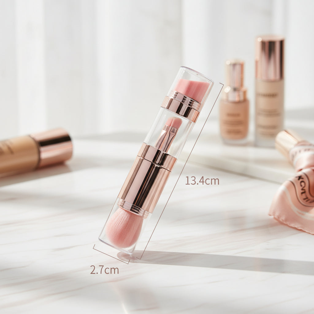 5-in-1 Portable Retractable Makeup Brush Set – Compact Cosmetic Tools for Foundation, Eyebrows, Lips, Eyeshadow & Powder 💄✨
