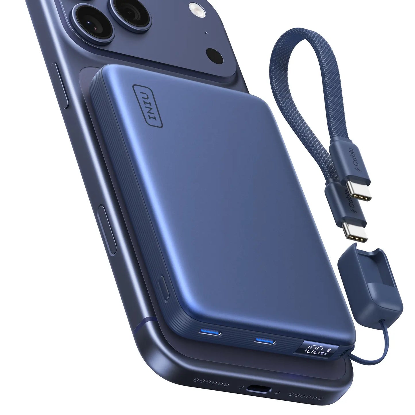 INIU P781 Snapgo Air Qi2.2 Certified 25W 10000Mah Magnetic Power Bank, Ultra Slim 45W Fast Charging Power Bank Travel Wireless Metal Battery Pack, Detachable Lanyard USB C Cable Phone Charger for Iphone 17 16 15 14 13 12 Series,Summerwins