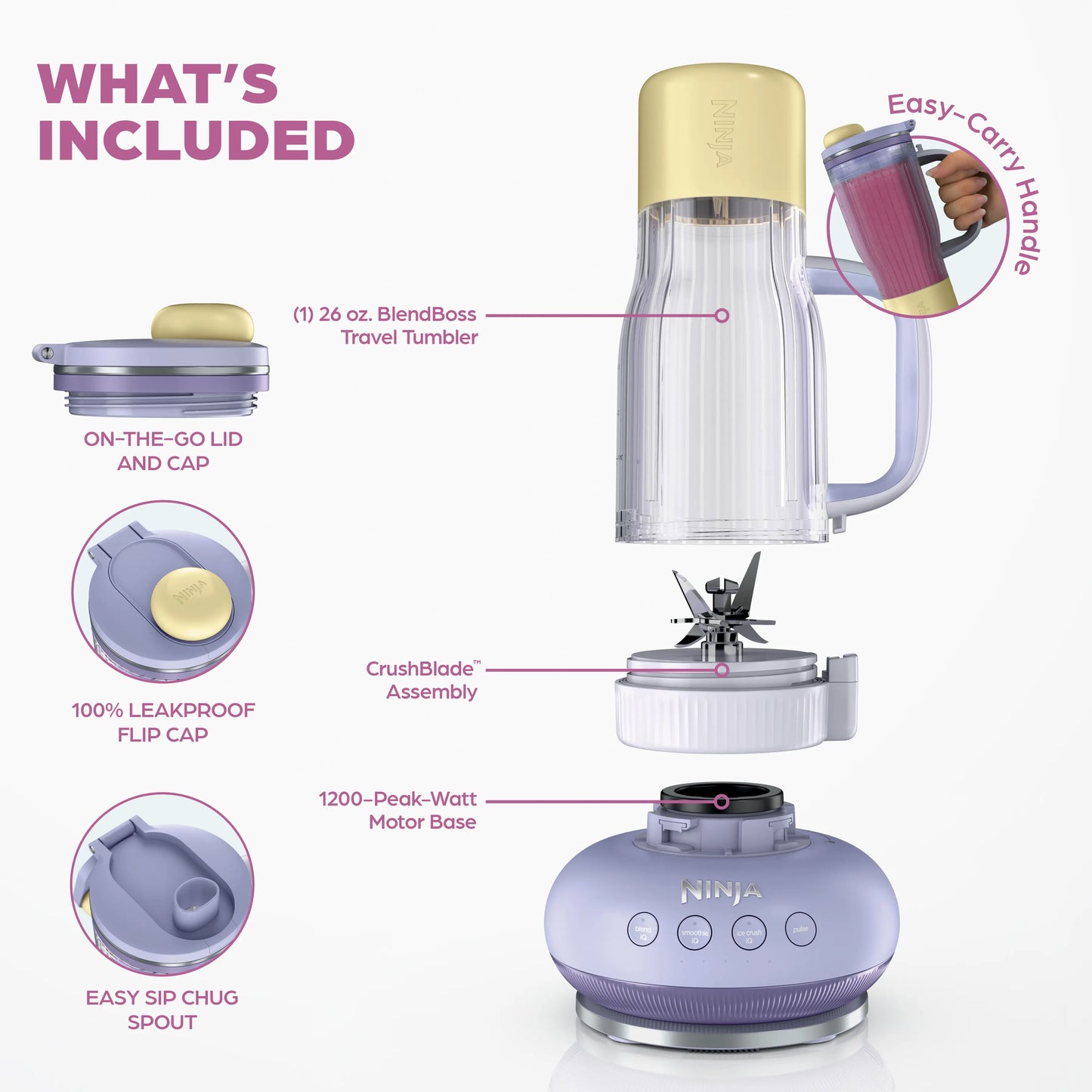 Ninja Blendboss Tumbler Blender with 26Oz Travel Tumbler & Removable Straw - DB351