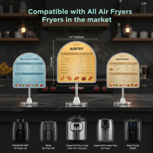 Air Fryer Magnetic Cheat Sheet Set, Instapot Air Fryer Accessories Cooking Times Chart, Instant Pot Airfryer Oven Frying Guide Cookbook Magnets (Metallic)