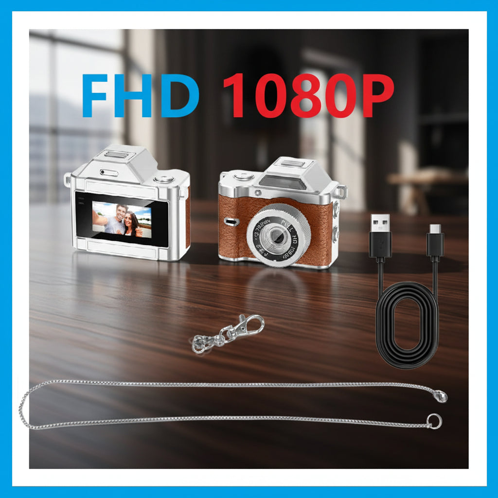 2026 FHD Retro Mini Keychain Camera Compact Thumb Pocket Digital Cam 1080P CCD Flash Magnetic Mount for Kids Travel Gift