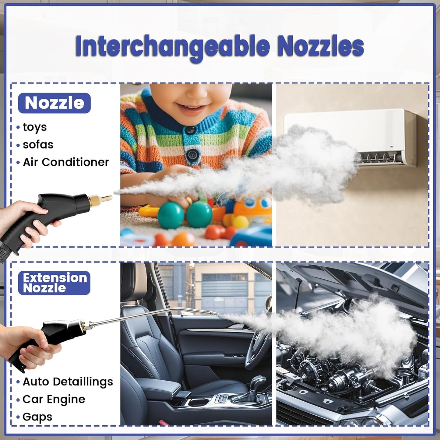 2500W Handheld Steam Cleaner,Portable Car Steamer for Auto Detailing,High-Temperature and Pressure Steam Cleaner for Home, Steam Cleaning Machine for Furniture,Kitchen,Grout,Floor,Tile (03-White)
