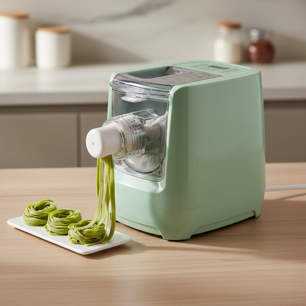 Electric Pasta Maker, 260W Automatic Noodle Maker Machine with 13 Pasta Shapes, 600G Flour Capacity Pasta Maker Machine with Measuring Cups, for Home Kitchen, Easy to Clean, Green