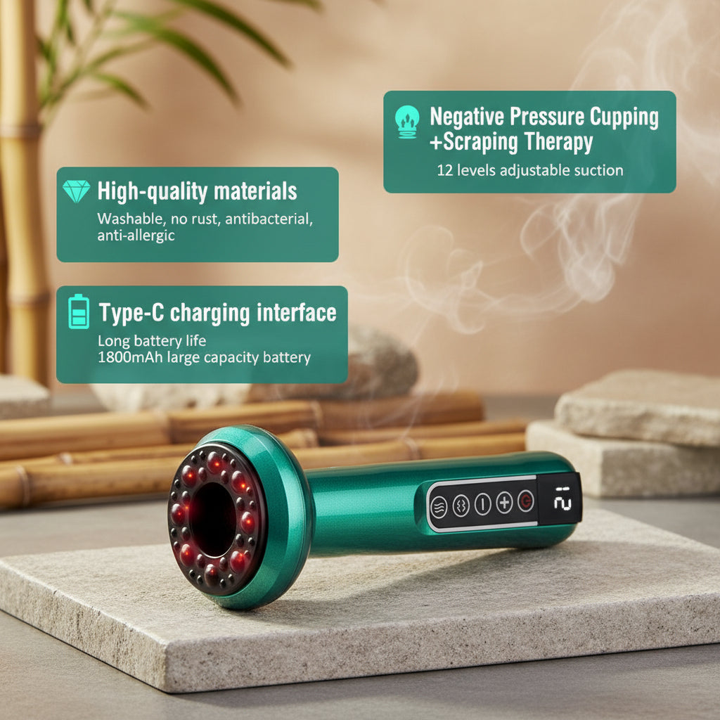 Smart Body Massager Vacuum Suction Device Cellulite Fat Bruning Handheld Chinese Sculpting Heating Cans for Belly Back Massage