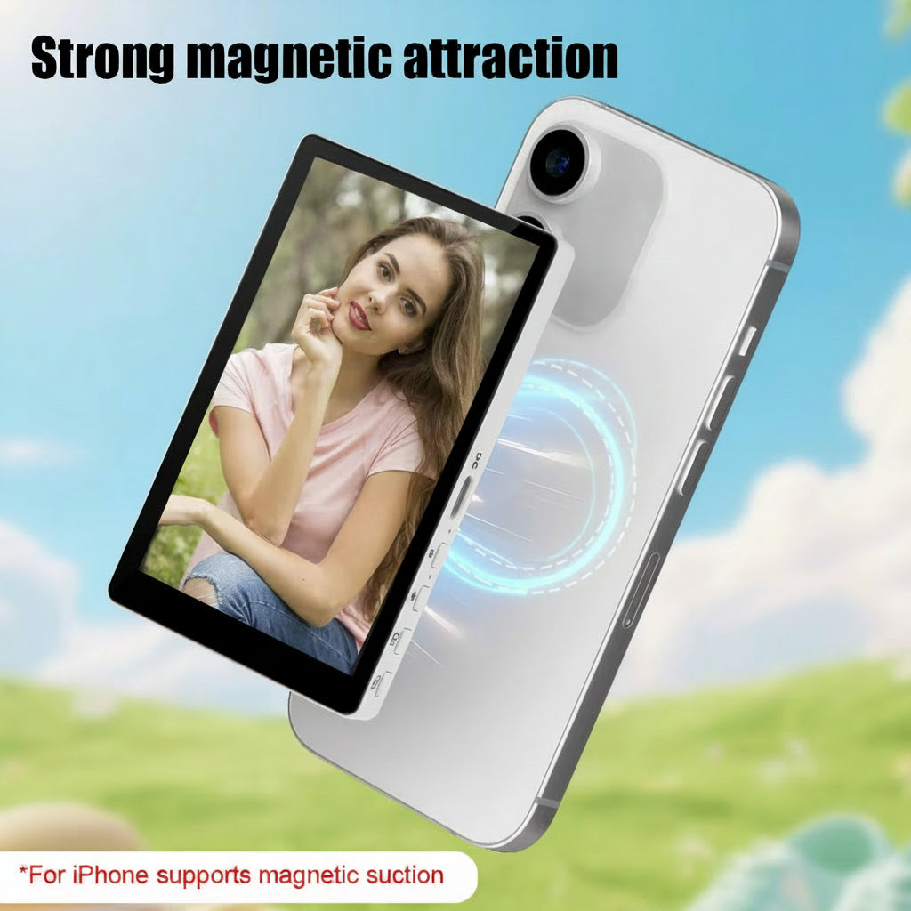 Wireless Magnetic Monitor Screen for Using Phone Rear Camera for Smartphone Selfie Vlog Live Stream Video Recording