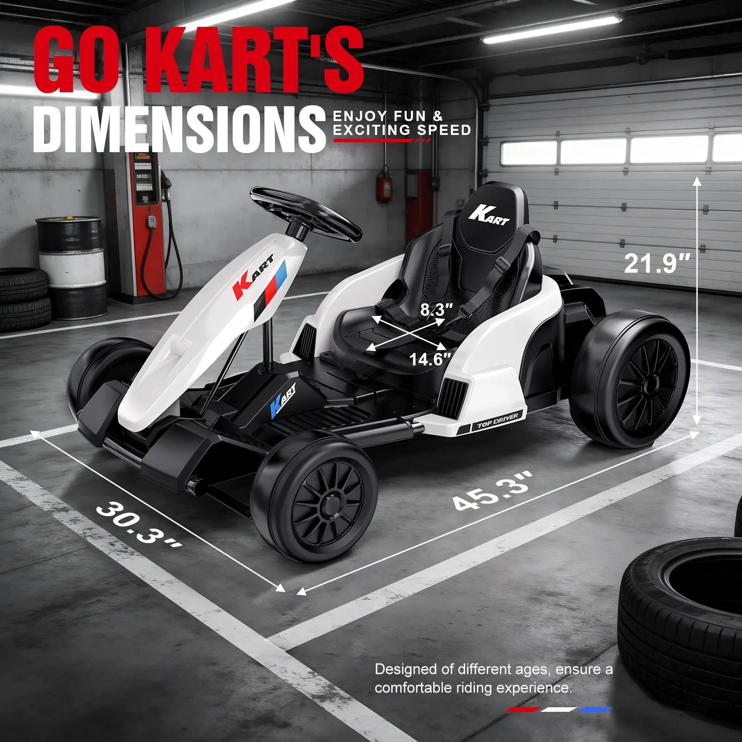 【Akeleo】24V Electric Go Kart, Drift Vehicle, Outdoor Toy Car, One-Button Start, Rrear-Wheel Drive, Supercar Frame, Two-Point Seat Belt, MP3 Music. Crazy Go Kart for Kids (3-8 Years Old) Summerwins
