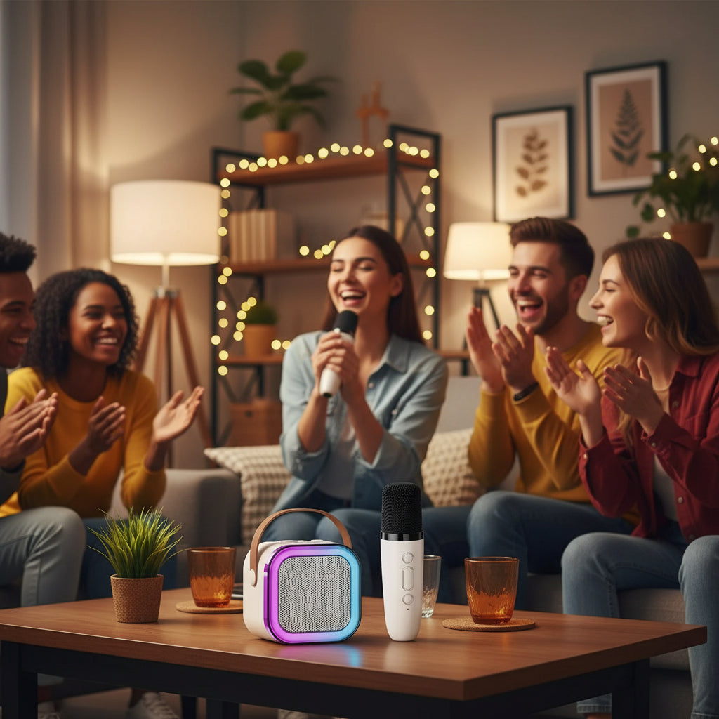 Hot K12 Bluetooth Speaker Portable Home Cute Karaoke Mini Wireless Audio with 1/2 Microphone K Song Family Singing Machine