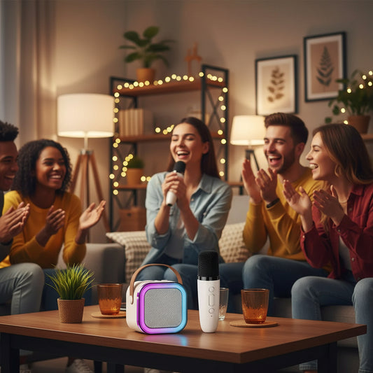 Hot K12 Bluetooth Speaker Portable Home Cute Karaoke Mini Wireless Audio with 1/2 Microphone K Song Family Singing Machine