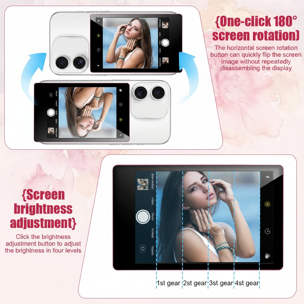 Wireless Magnetic Monitor Screen for Using Phone Rear Camera for Smartphone Selfie Vlog Live Stream Video Recording