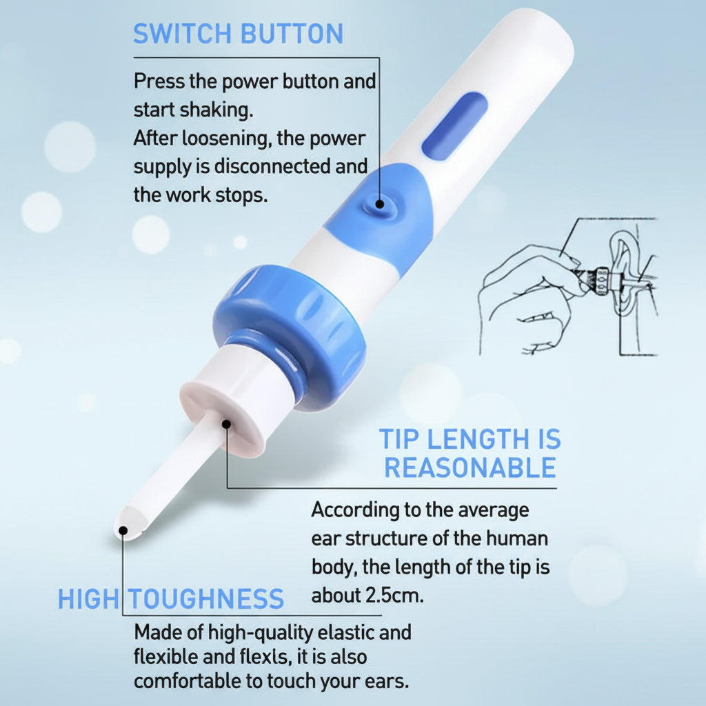 Safety Electric Cordless Vacuum Ear Cleaner Wax Remover Painless Cleaning Tool