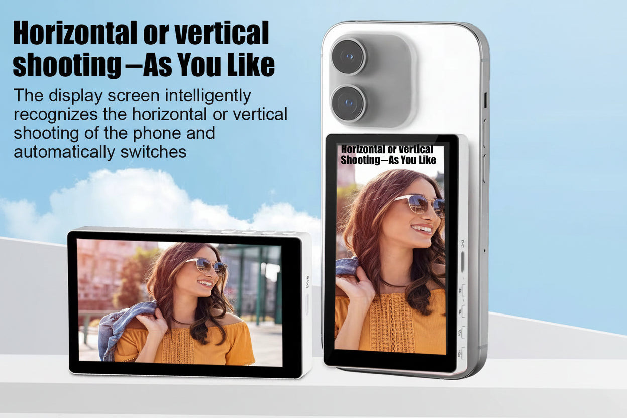 Wireless Magnetic Monitor Screen for Using Phone Rear Camera for Smartphone Selfie Vlog Live Stream Video Recording