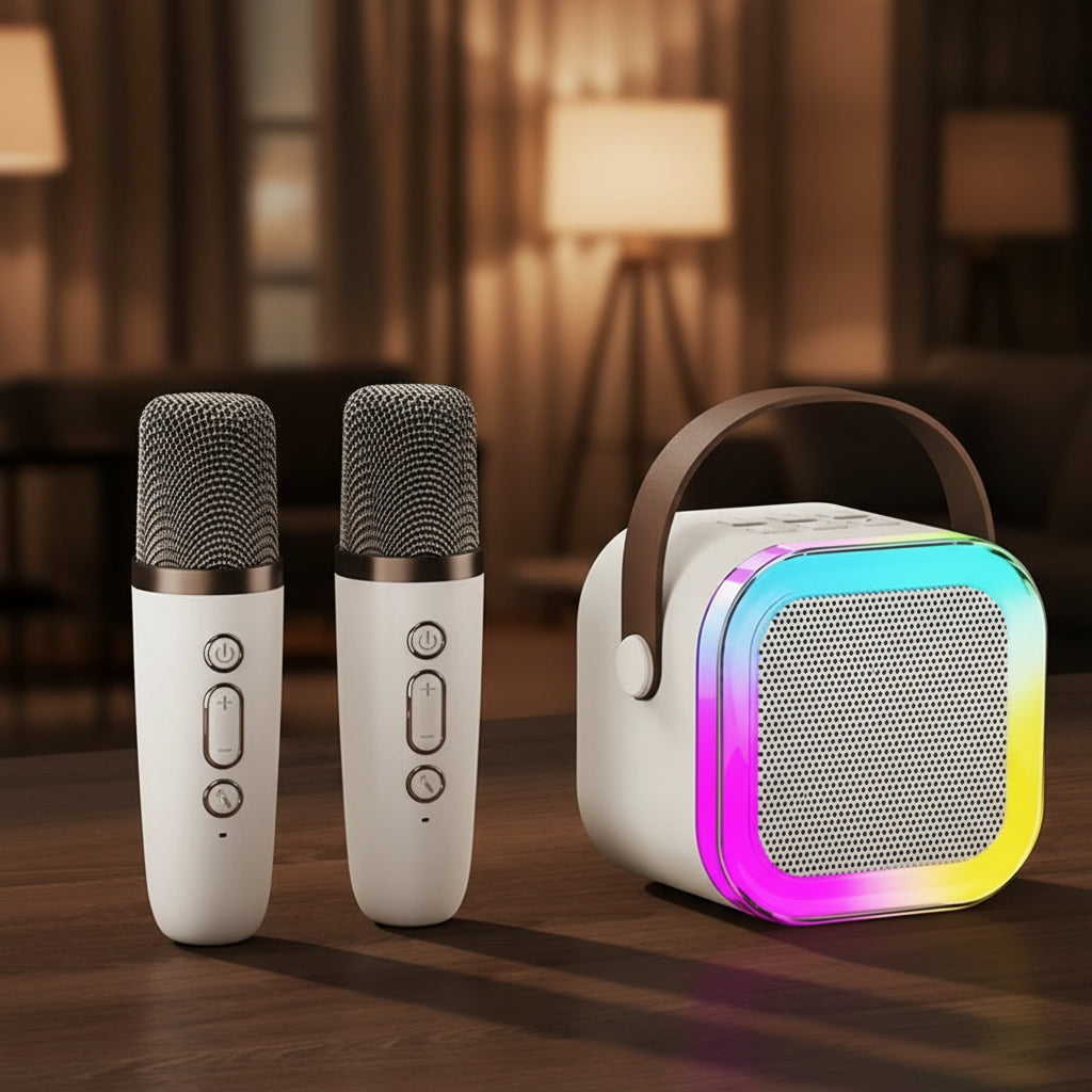 Hot K12 Bluetooth Speaker Portable Home Cute Karaoke Mini Wireless Audio with 1/2 Microphone K Song Family Singing Machine