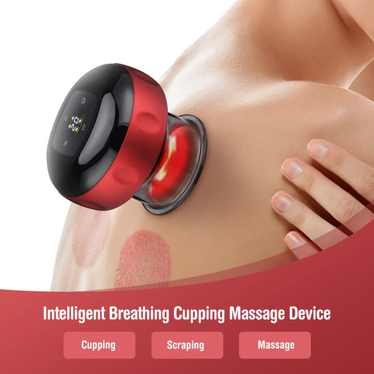 Smart Electric Body Cupping Massager – Heated Vacuum Scraping Therapy Device for Back, Neck & Arm Relief 🔥👐