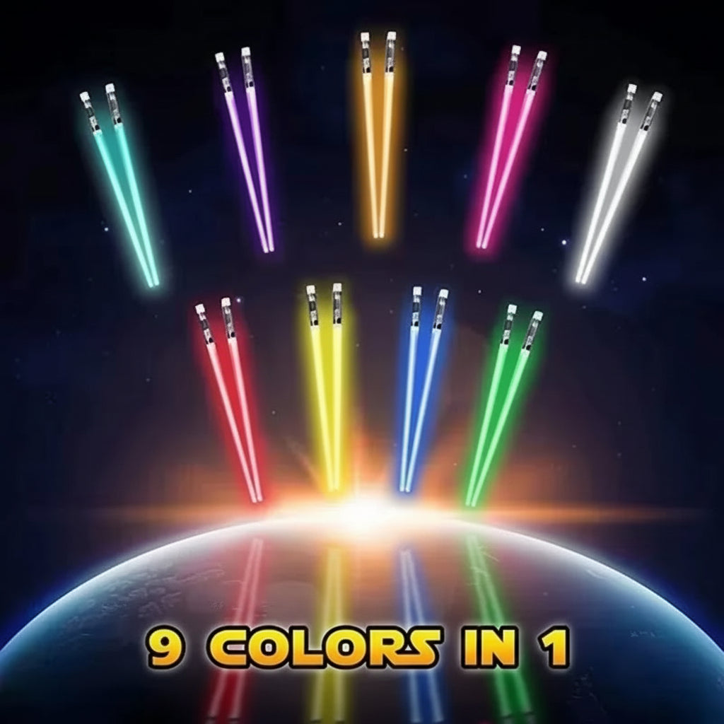 1 Pair LED Lightsaber Emits Light Chopsticks Reusable Washable and Removable Sushi Chopsticks Lightsaber Fun Glowing Chopsticks