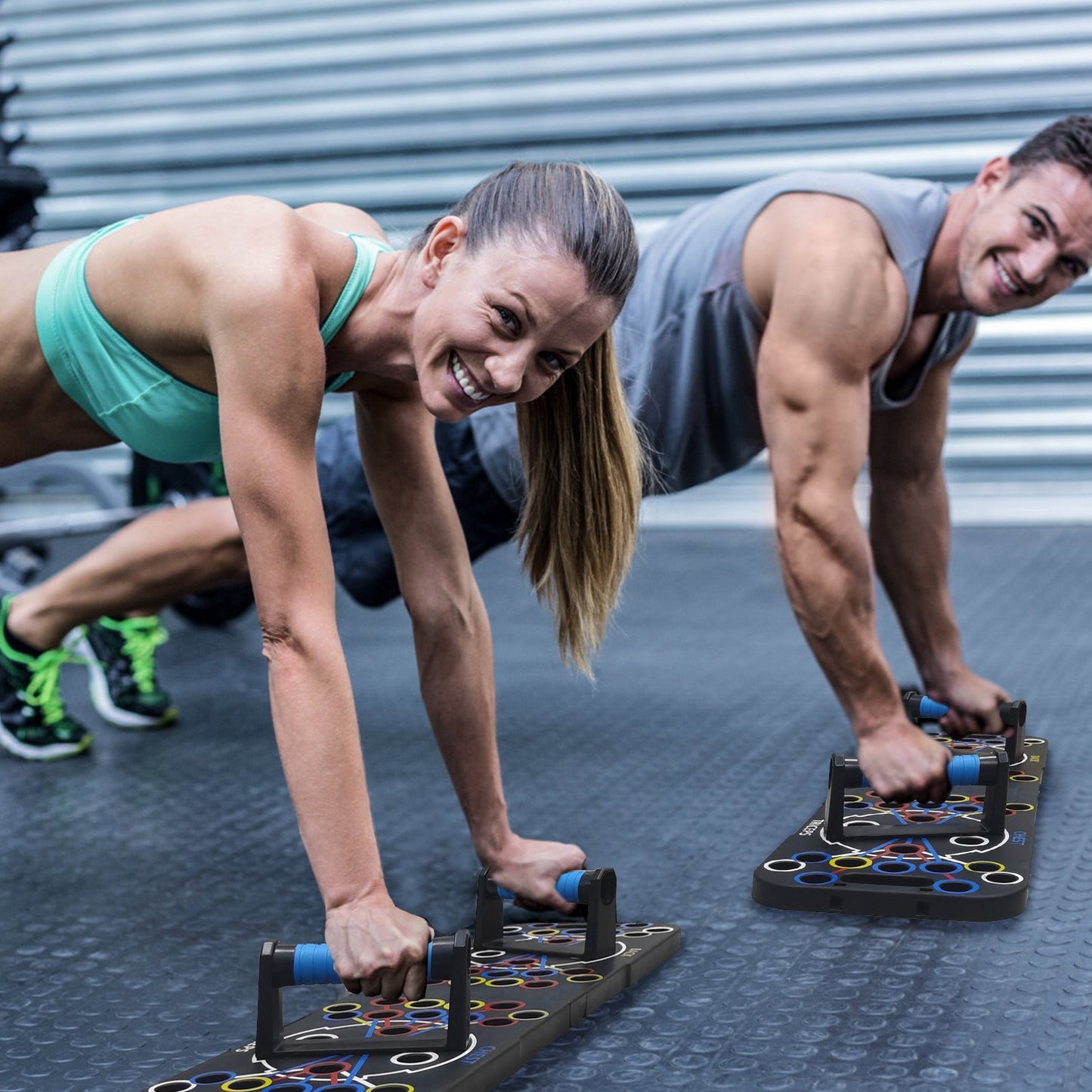 Multifunctional Push up Board Home Strength Training Equipment with 15 Fitness Accessories Pilates Bar Resistance Band Roller Wheel Full Body Workout Home Gym Equipment