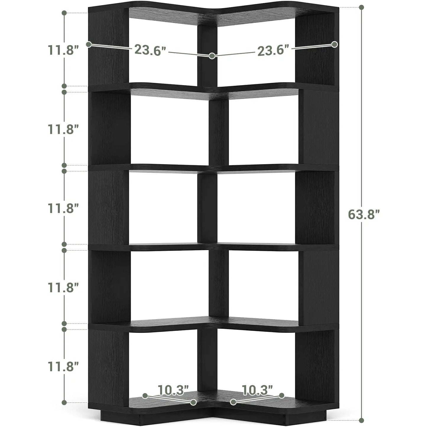 Corner Wooden Bookshelf, Freestanding L-Shaped Bookcase with Baffle, Sturdy Display Shelf Stand Furniture with Shelves for Home Office,Living Room, Bedroom