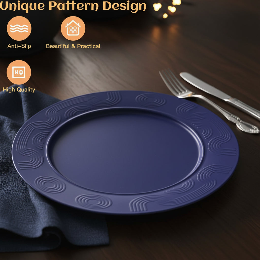 40 Pcs Wheat Straw Dinnerware Sets, Dinner Plates, Cups, Pasta Bowls, Dishes Set for 8, Microwave Safe Plates and Bowls Sets, Blue