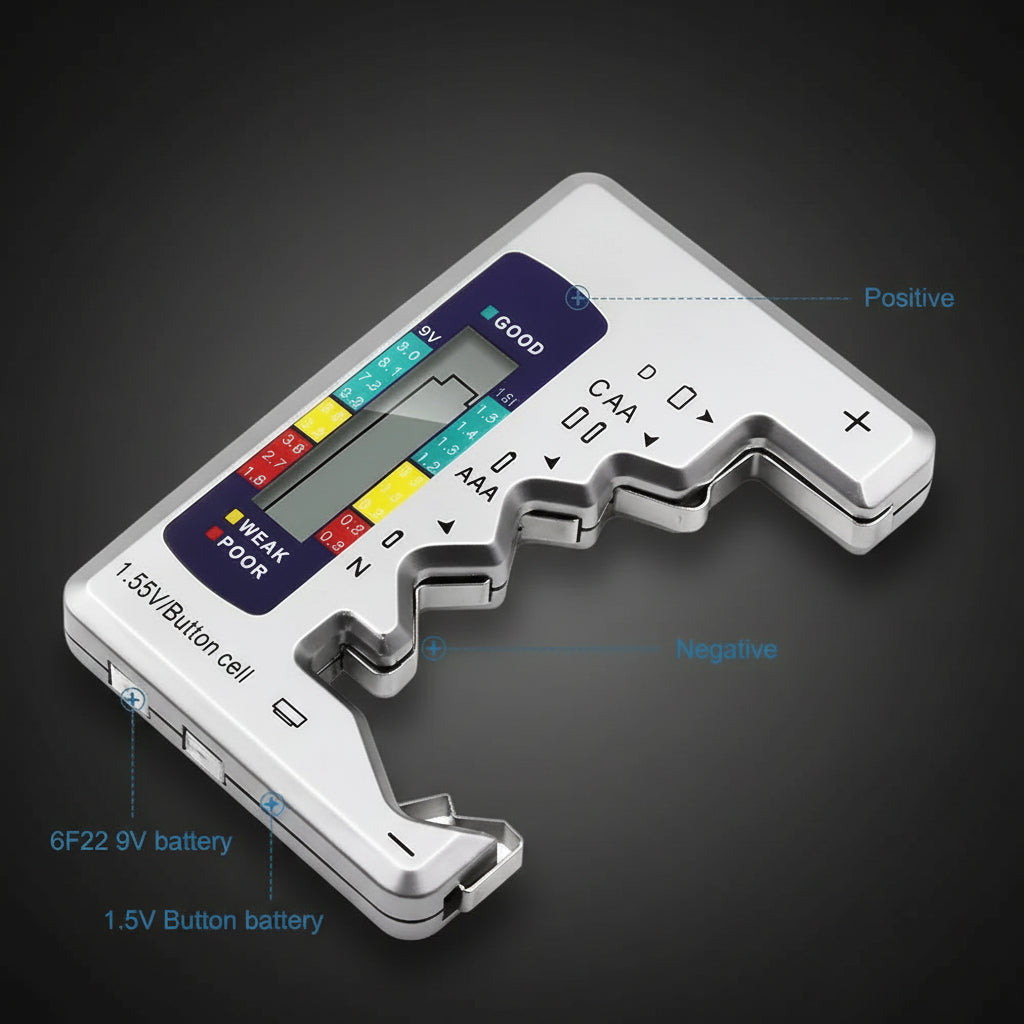Digital Battery Tester LCD Display AA/AAA/9V/1.5V Button Cell Battery Capacity Check Detector Capacitance Diagnostic Tool