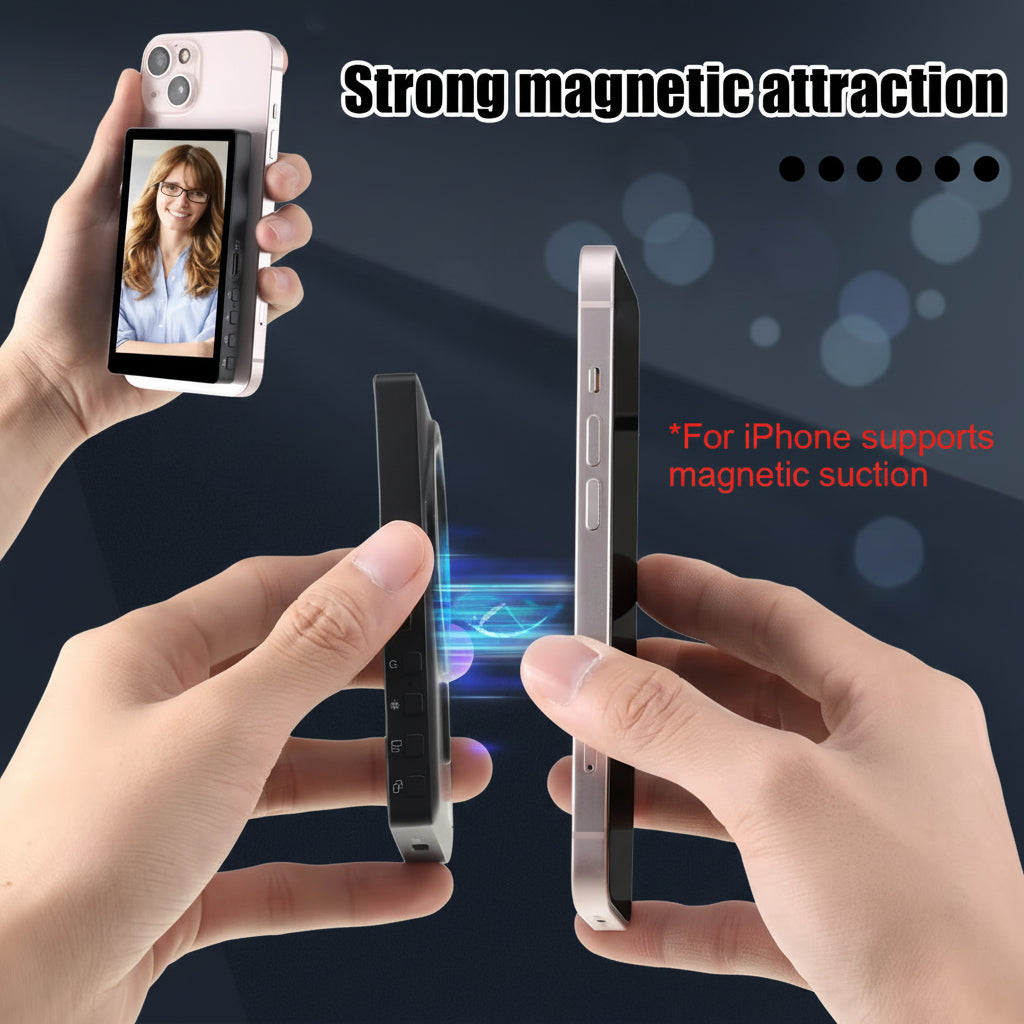 Wireless Magnetic Monitor Screen for Using Phone Rear Camera for Smartphone Selfie Vlog Live Stream Video Recording