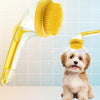 Dog Bath Brush, 2 in 1 Pet Grooming Bath Massage Brush with Soap and Shampoo Dispenser Soft Silicone Bristle Dog Scrubber for Long Short Haired Dogs Cats Shower-Yellow