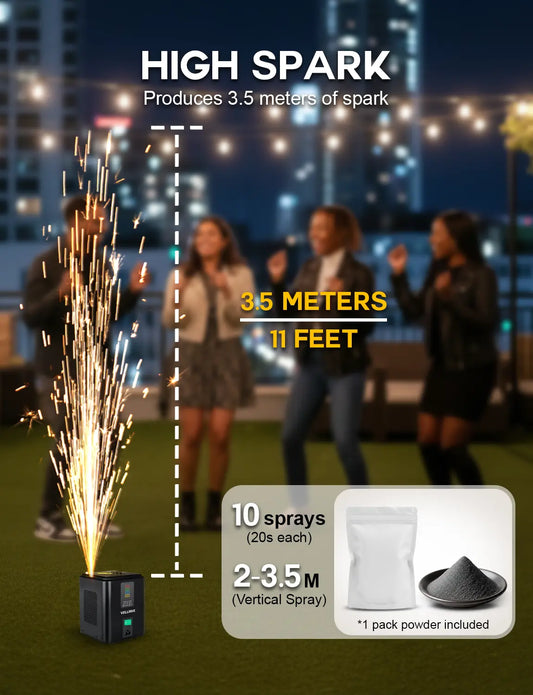 Premium Mini Cold Spark Machine Accessory Set - 50G Unforgettable Effect, Non-Heated Tech, Remote Control, Advanced Safety Features, Indoor & Outdoor Safe, Ideal for Weddings, Commercial Lighting Parties