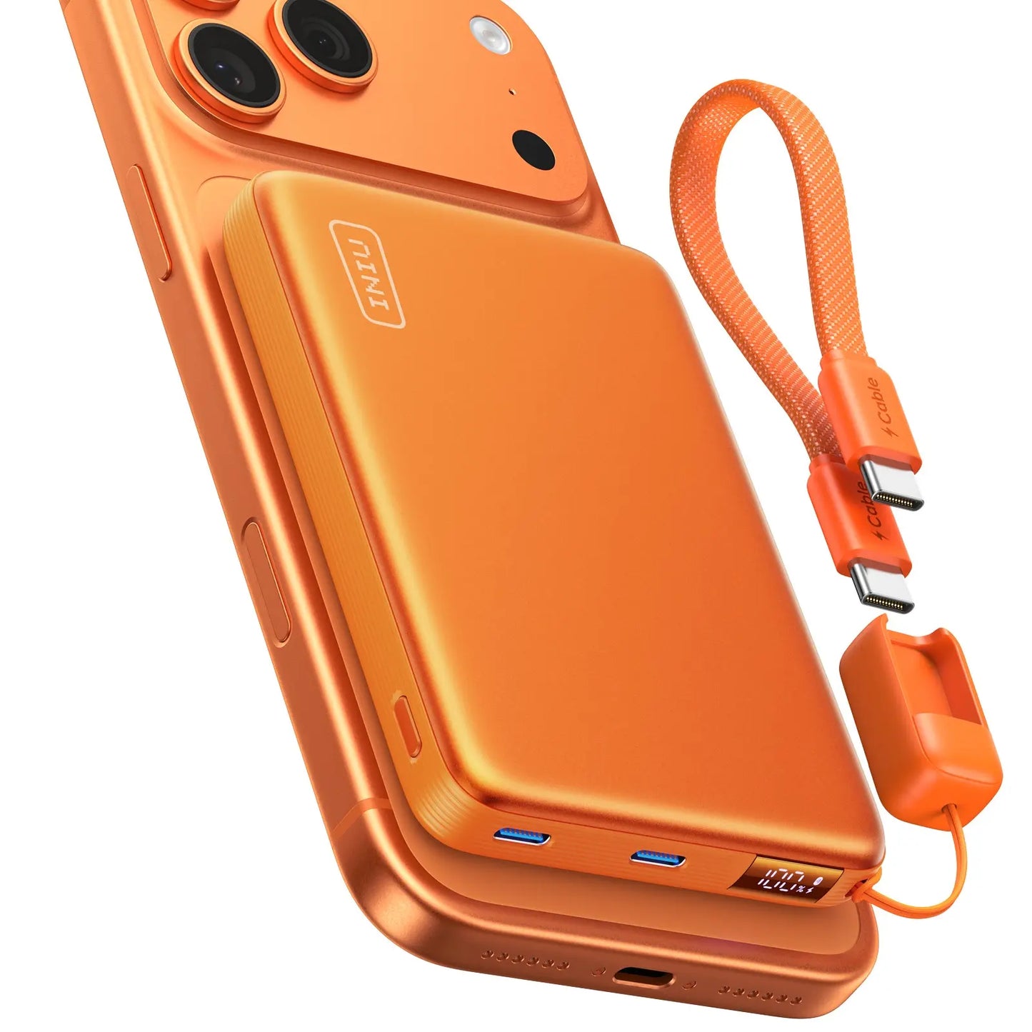 INIU P781 Snapgo Air Qi2.2 Certified 25W 10000Mah Magnetic Power Bank, Ultra Slim 45W Fast Charging Power Bank Travel Wireless Metal Battery Pack, Detachable Lanyard USB C Cable Phone Charger for Iphone 17 16 15 14 13 12 Series,Summerwins