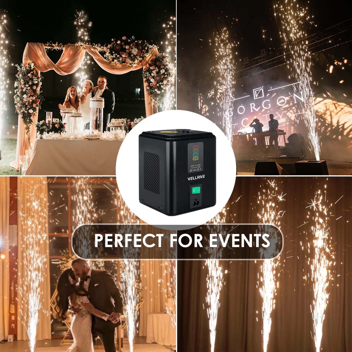 Premium Mini Cold Spark Machine Accessory Set - 50G Unforgettable Effect, Non-Heated Tech, Remote Control, Advanced Safety Features, Indoor & Outdoor Safe, Ideal for Weddings, Commercial Lighting Parties