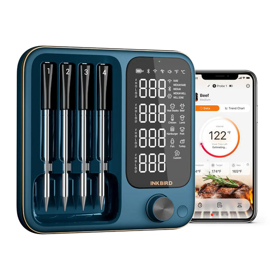 INKBIRD Wifi 5G and Bluetooth Meat Thermometer with 4 Multi-Sensor Probes, NIST Accredited Accuracy, for Apple Watch Monitoring for BBQ, Grill, Oven ,Restock