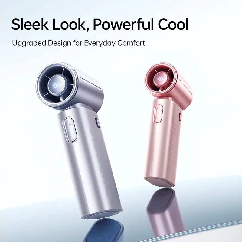 JISULIFE Life9S Handheld Mini Portable Rechargeable Fan - Sleek Stylish Design, 5-Speed Powerful High Power Cooling Fan, LED Display, 22H Battery, for Travel, Outdoor Use, Gifts for Women, Powerful Cooling Fan