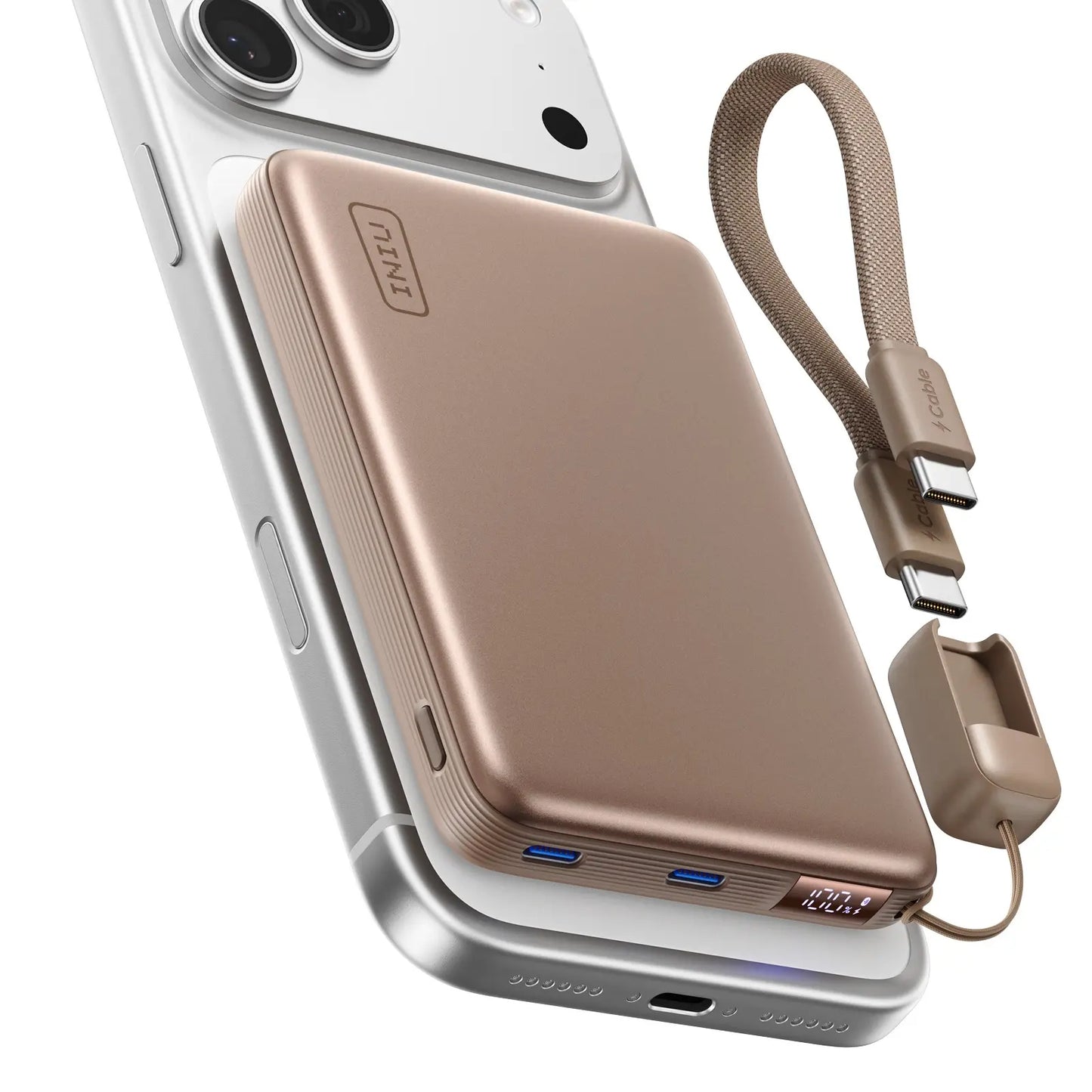 INIU P781 Snapgo Air Qi2.2 Certified 25W 10000Mah Magnetic Power Bank, Ultra Slim 45W Fast Charging Power Bank Travel Wireless Metal Battery Pack, Detachable Lanyard USB C Cable Phone Charger for Iphone 17 16 15 14 13 12 Series,Summerwins