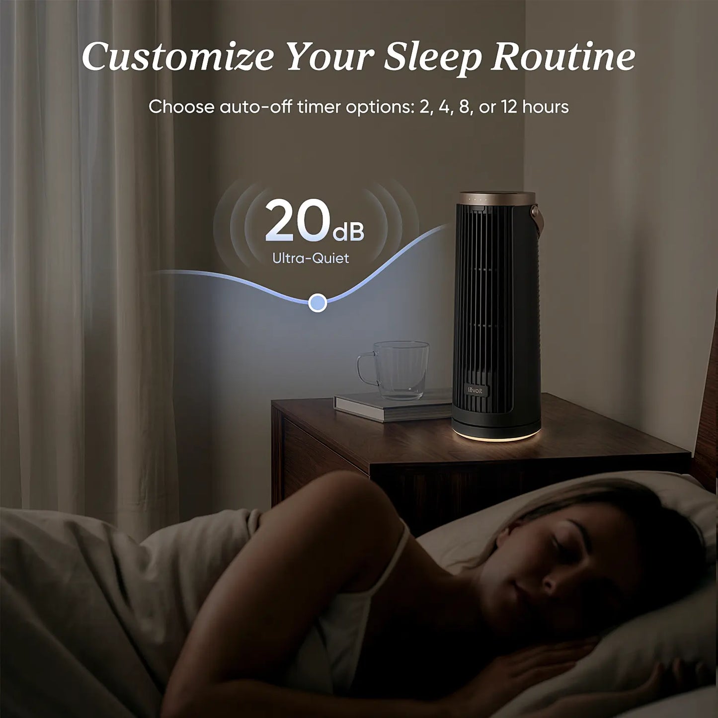 LEVOIT 2026 New Windi Tower Fan, Portable, up to 20H Runtime, 5 Speeds + Turbo, 0–90° Oscillation, 20Db Quiet DC Motor, 23 Ft/S Airflow, Night Light, Foldable Charging Base, Timer 2/4/8/12H, Cooling Fan, Cordless Fan, Summerwins