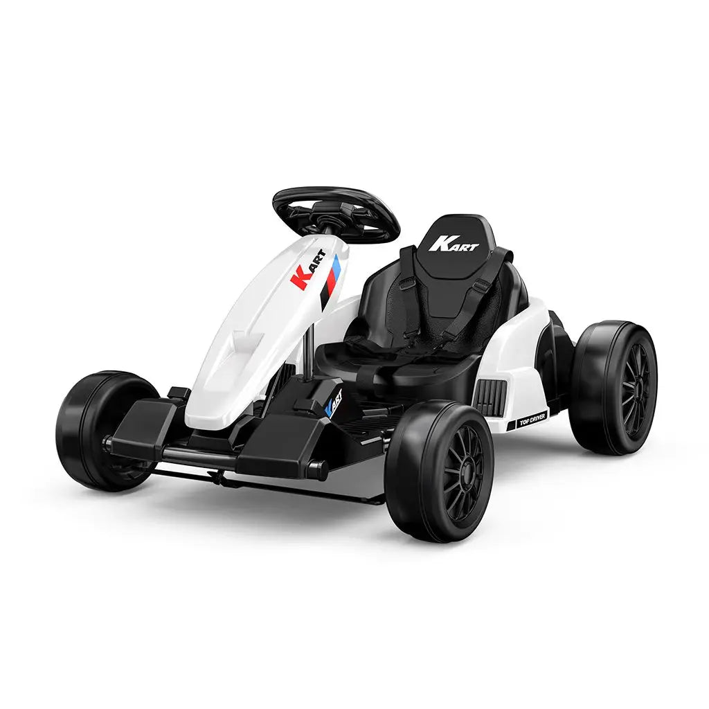 【Akeleo】24V Electric Go Kart, Drift Vehicle, Outdoor Toy Car, One-Button Start, Rrear-Wheel Drive, Supercar Frame, Two-Point Seat Belt, MP3 Music. Crazy Go Kart for Kids (3-8 Years Old) Summerwins