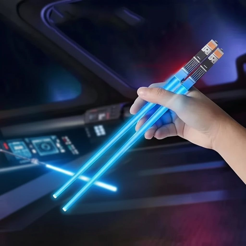 1 Pair LED Lightsaber Emits Light Chopsticks Reusable Washable and Removable Sushi Chopsticks Lightsaber Fun Glowing Chopsticks