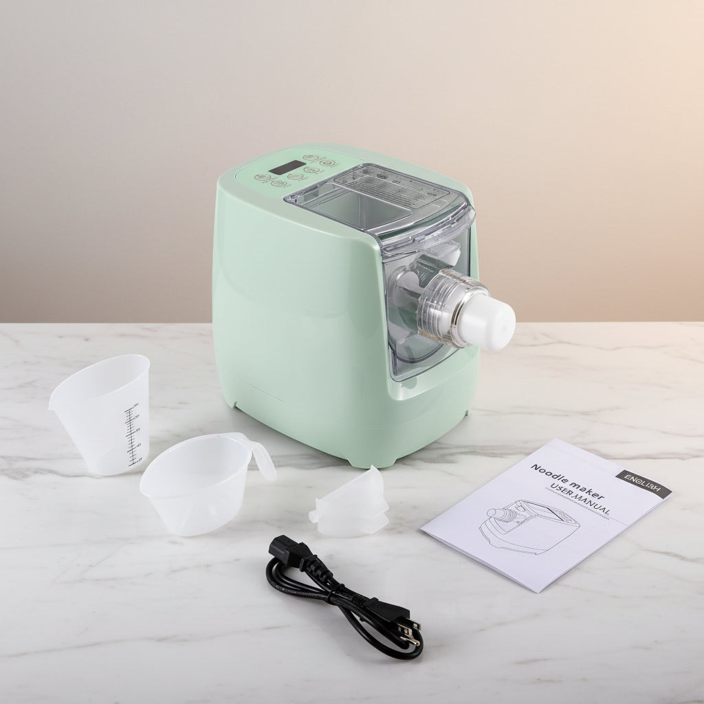 Electric Pasta Maker, 260W Automatic Noodle Maker Machine with 13 Pasta Shapes, 600G Flour Capacity Pasta Maker Machine with Measuring Cups, for Home Kitchen, Easy to Clean, Green