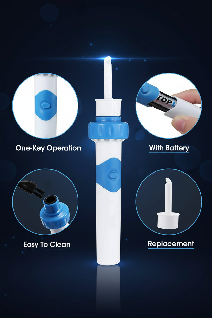 Safety Electric Cordless Vacuum Ear Cleaner Wax Remover Painless Cleaning Tool