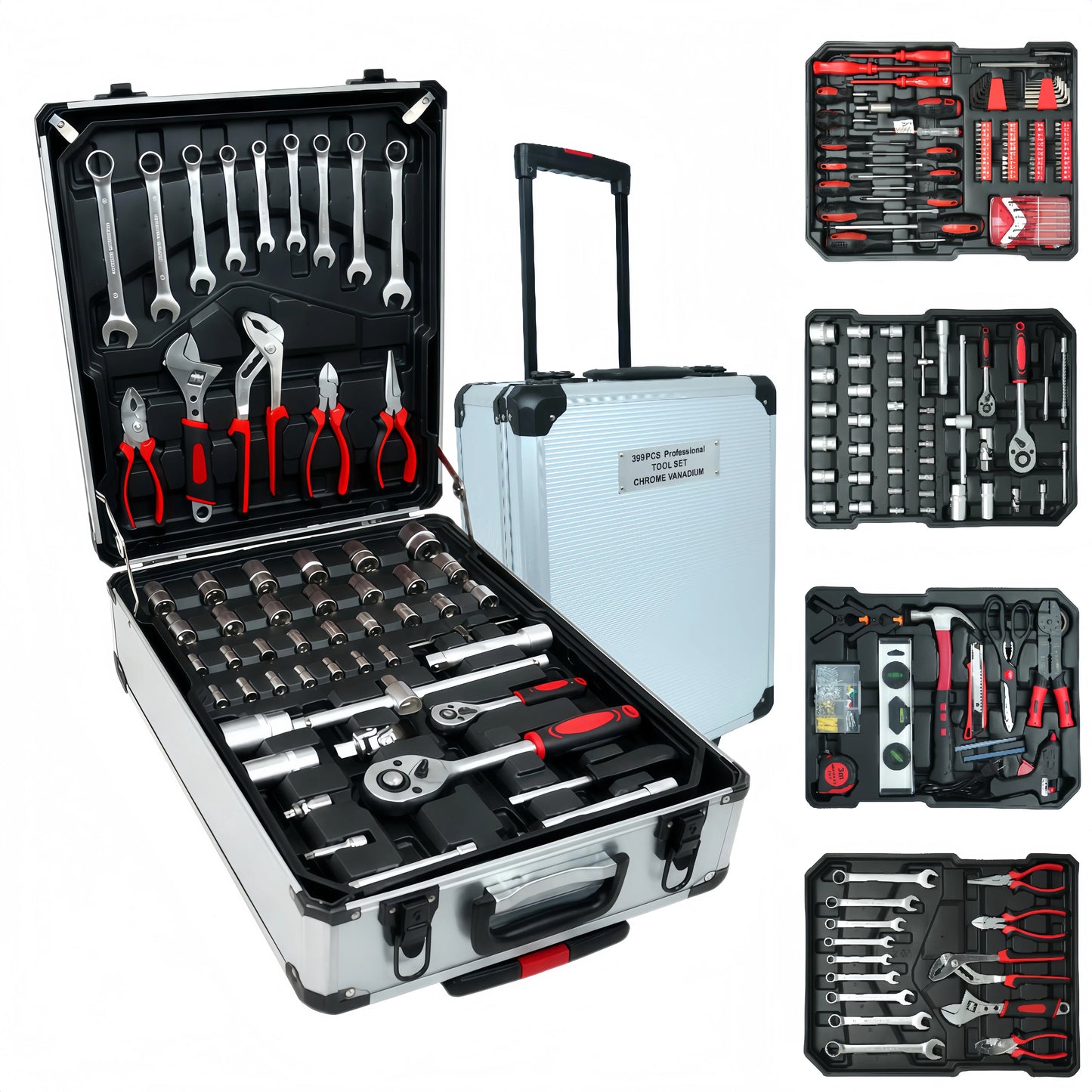 899-Piece Large Capacity Metal Toolbox Set – 4-Drawer Home & Auto Repair Kit