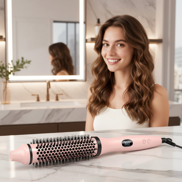 Dual Voltage Ionic Thermal Brush for Curling and Straightening 6 Temperature Settings & LED Digital Display Hot Air Styler