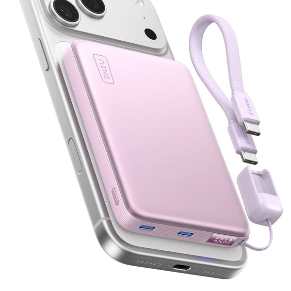 INIU P781 Snapgo Air Qi2.2 Certified 25W 10000Mah Magnetic Power Bank, Ultra Slim 45W Fast Charging Power Bank Travel Wireless Metal Battery Pack, Detachable Lanyard USB C Cable Phone Charger for Iphone 17 16 15 14 13 12 Series,Summerwins