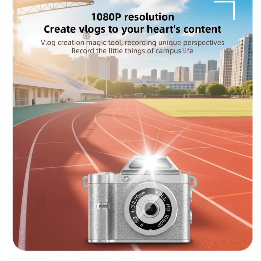 2026 FHD Retro Mini Keychain Camera Compact Thumb Pocket Digital Cam 1080P CCD Flash Magnetic Mount for Kids Travel Gift