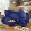40 Pcs Wheat Straw Dinnerware Sets, Dinner Plates, Cups, Pasta Bowls, Dishes Set for 8, Microwave Safe Plates and Bowls Sets, Blue