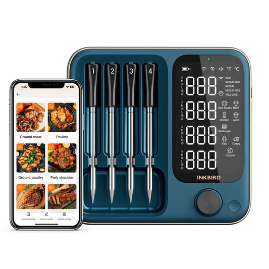 INKBIRD Wifi 5G and Bluetooth Meat Thermometer with 4 Multi-Sensor Probes, NIST Accredited Accuracy, for Apple Watch Monitoring for BBQ, Grill, Oven ,Restock