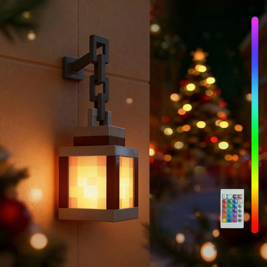 3-In-1 RGB Pixel Lantern - 16 Colors Remote Control Night Light | 3D Printed PLA Handmade Soul Lantern, USB-C Rechargeable Party/Game Room/Bedroom Decor, Creative Birthday & Halloween Gift for Boys & Girls
