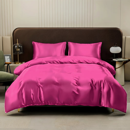 Satin Surface Duvet Cover Colored Bedding Set Queen Size Quilt Cover High Quality Skin-Friendly Fabric Bedding No Sheet