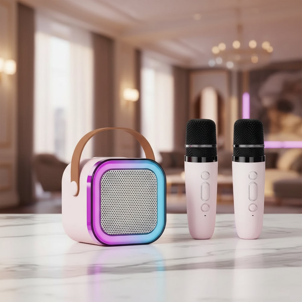 Hot K12 Bluetooth Speaker Portable Home Cute Karaoke Mini Wireless Audio with 1/2 Microphone K Song Family Singing Machine