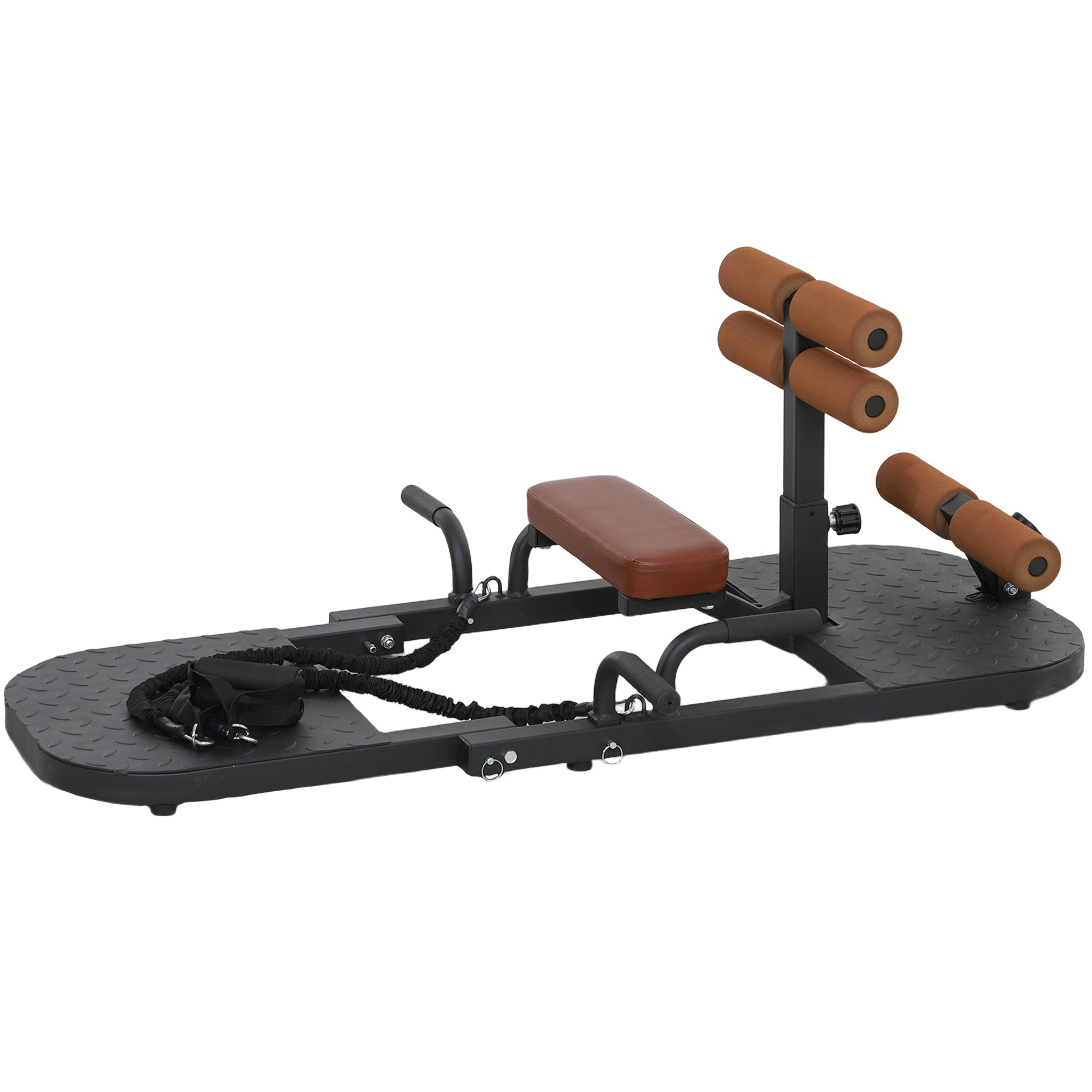 Foldable Sissy Squat Machine, Hip Thrust Machine with Push up Stand, Multipurpose Glute Workout Equipment, Black