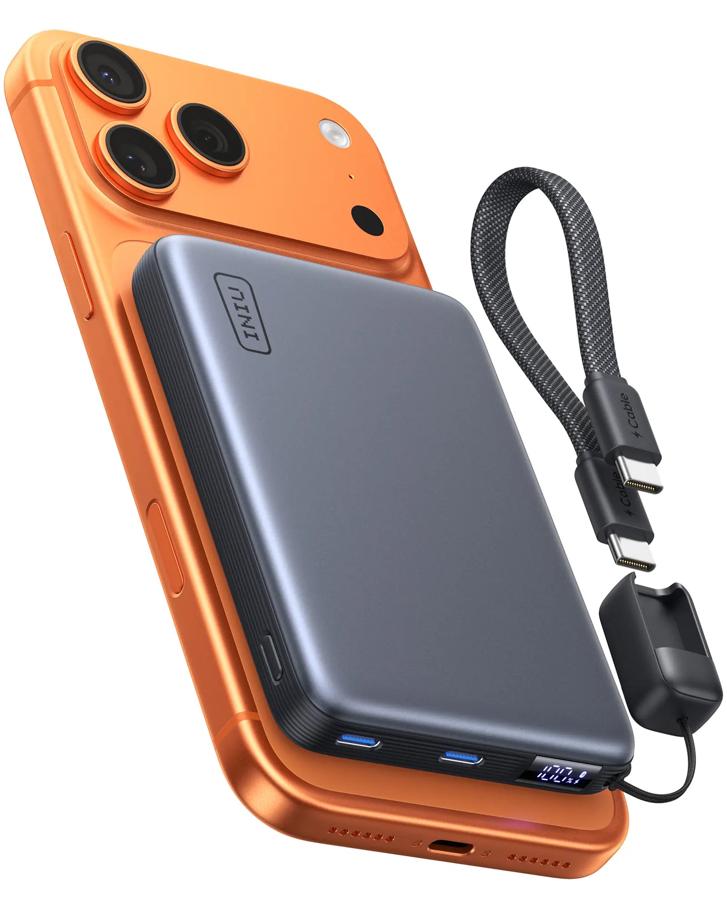 INIU P781 Snapgo Air Qi2.2 Certified 25W 10000Mah Magnetic Power Bank, Ultra Slim 45W Fast Charging Power Bank Travel Wireless Metal Battery Pack, Detachable Lanyard USB C Cable Phone Charger for Iphone 17 16 15 14 13 12 Series,Summerwins