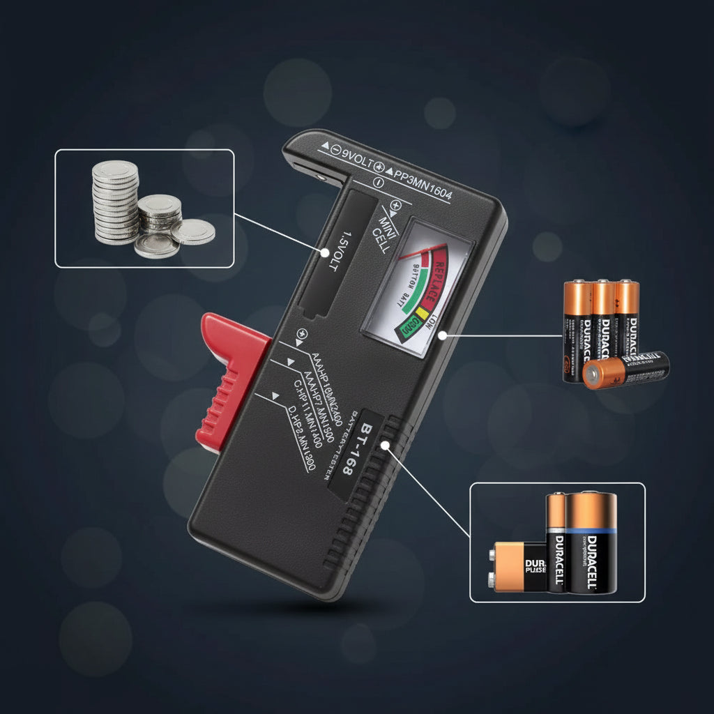 Digital Battery Tester LCD Display AA/AAA/9V/1.5V Button Cell Battery Capacity Check Detector Capacitance Diagnostic Tool